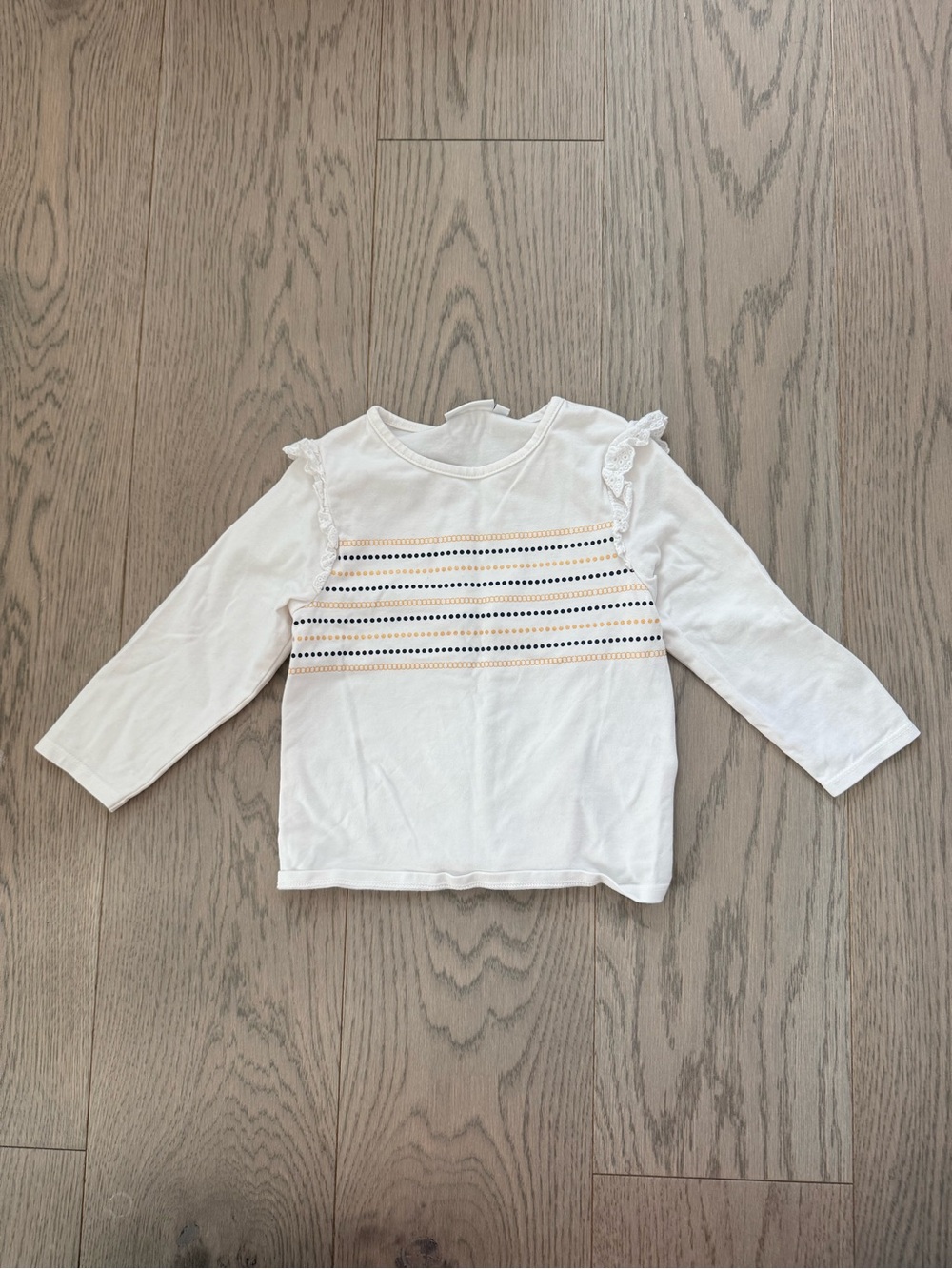 Long-Sleeve T with Navy and Yellow Stripe Detail - 2T